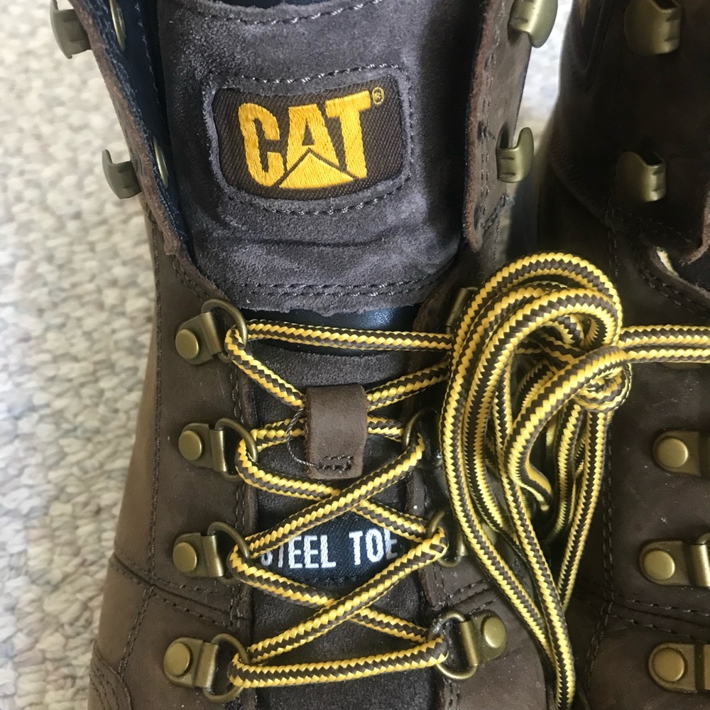 CAT Steel Toe Work Boots. Brown Leather. Size 12 Wide. - Picture 10 of 12